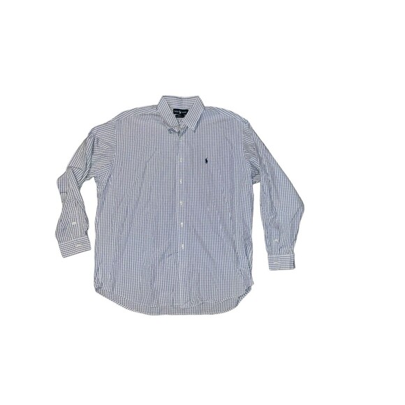 Ralph Lauren Shirt Mens XL Blake Button Down White Blue Check - Picture 2 of 7